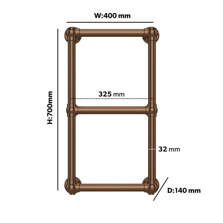 Bronze Vertical Traditional Towel Radiator 700 x 400mm - Regent - Image 7