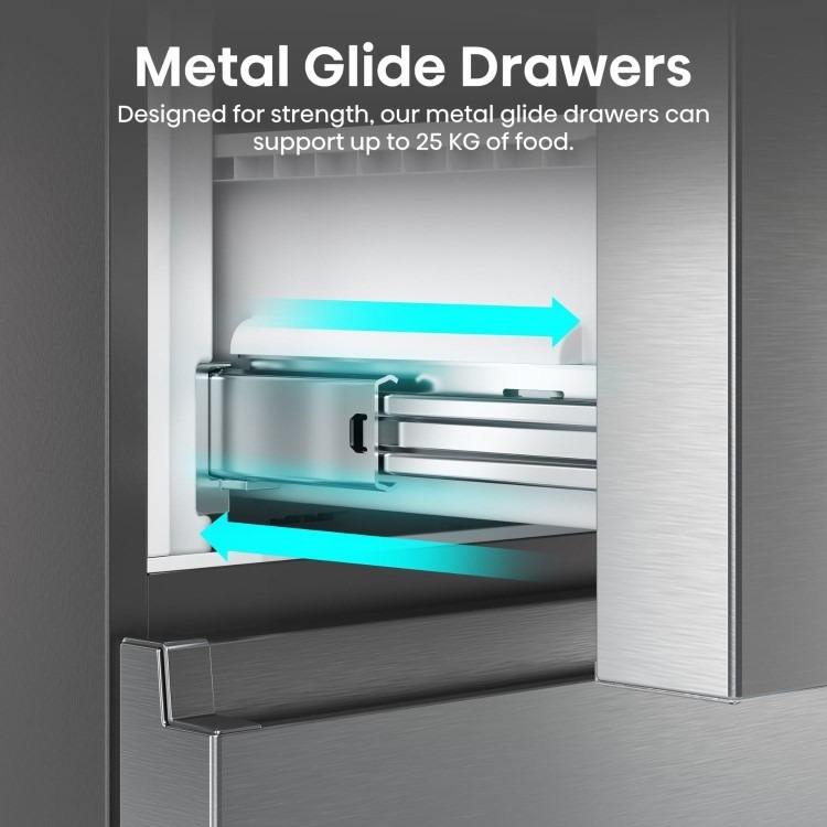Hisense PureFlat 485 Litre French Style American Fridge Freezer - Stainless Steel - Image 5