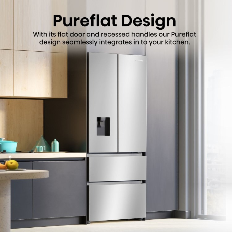 Hisense PureFlat 485 Litre French Style American Fridge Freezer - Stainless Steel - Image 8