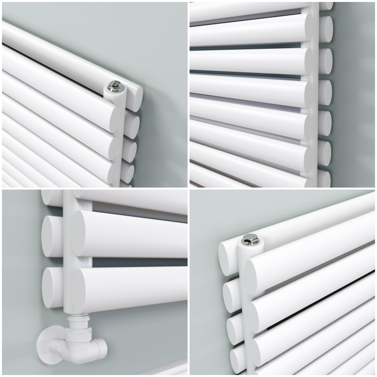 Sorrento Linea White Oval Designer Radiator 767x800mm Double Panel 3932 BTU - Horizontal Bars - Image 4