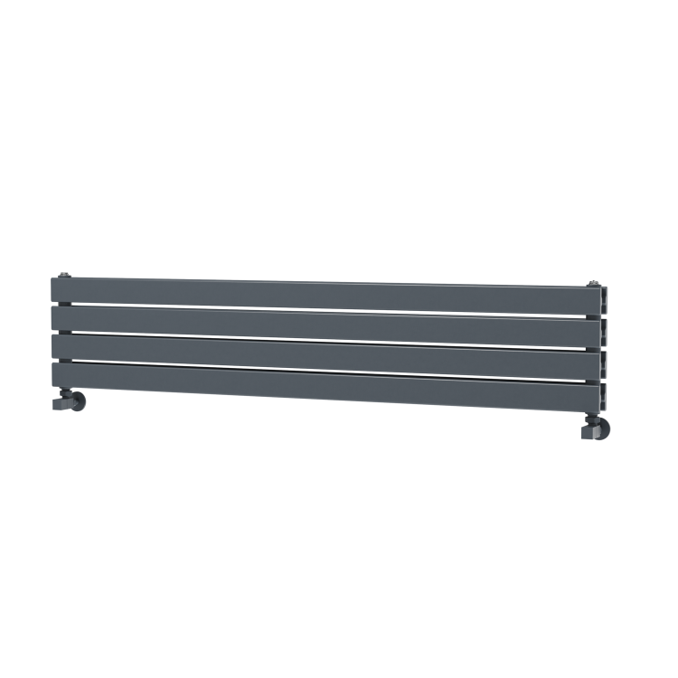 Riace Linea Dark Grey Anthracite Flat Designer Radiator 280x1400mm Double Panel 2235 BTU - Horizontal Bars - Image 4