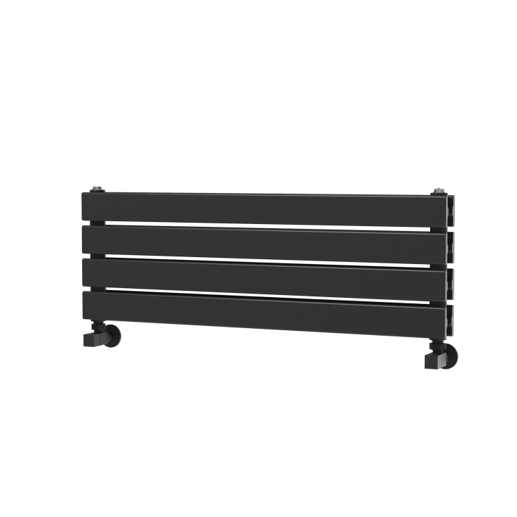 Riace Linea Midnight Black Flat Designer Radiator 280x800mm Double Panel 1352 BTU - Horizontal Bars - Image 5