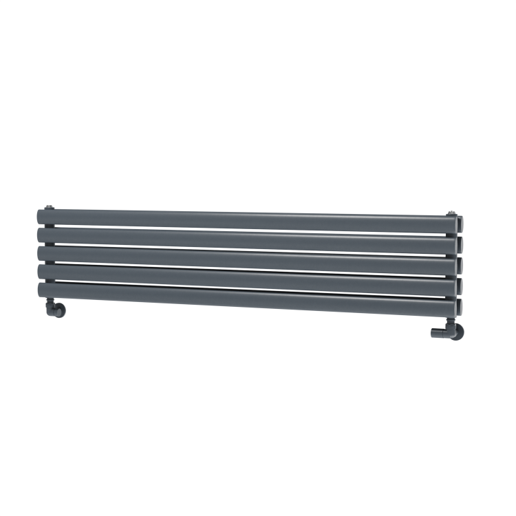 Sorrento Linea Dark Grey Anthracite Oval Designer Radiator 295x1400mm Double Panel 2509 BTU - Horizontal Bars - Image 4