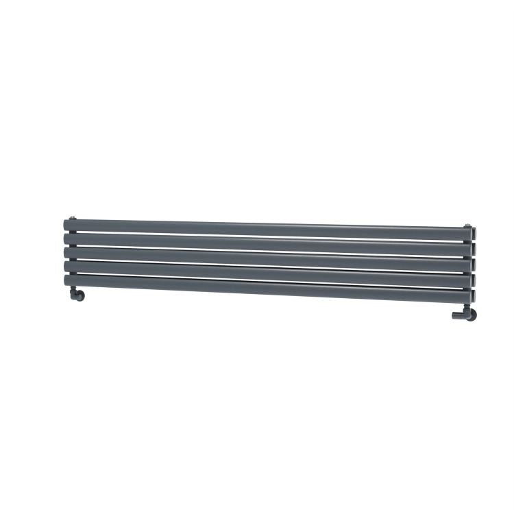 Sorrento Linea Dark Grey Anthracite Oval Designer Radiator 295x1800mm Double Panel 3171 BTU - Horizontal Bars - Image 4