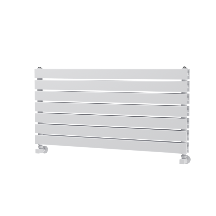 Riace Linea White Flat Designer Radiator 490x1000mm Double Panel 2898 BTU - Horizontal Bars - Image 5