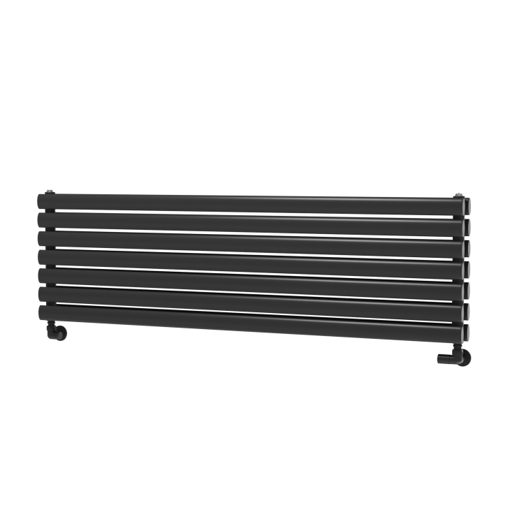 Sorrento Linea Midnight Black Oval Designer Radiator 413x1400mm Double Panel 3509 BTU - Horizontal Bars - Image 4