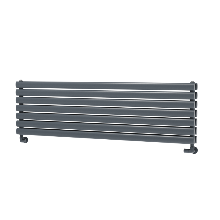 Sorrento Linea Dark Grey Anthracite Oval Designer Radiator 413x1400mm Double Panel 3509 BTU - Horizontal Bars - Image 4
