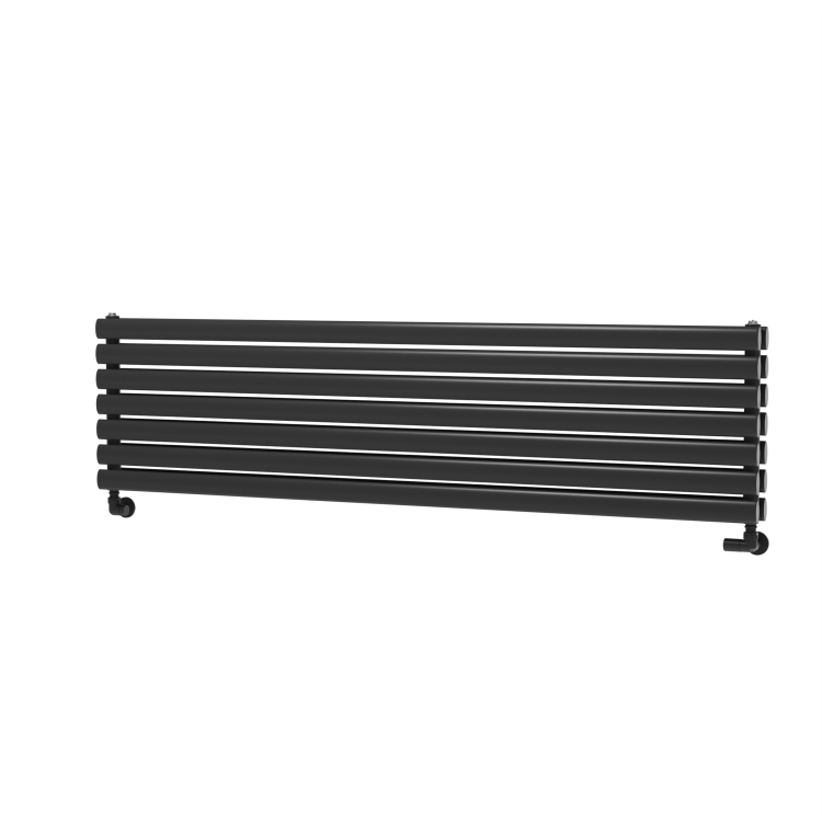 Sorrento Linea Midnight Black Oval Designer Radiator 767x1000mm Single Panel 3147 BTU - Horizontal Bars - Image 4