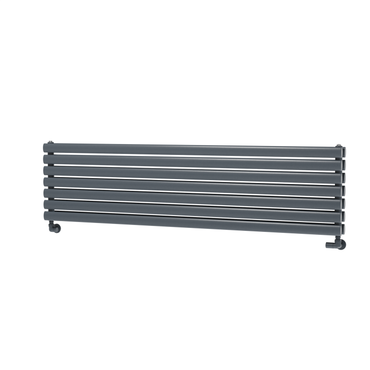 Sorrento Linea Dark Grey Anthracite Oval Designer Radiator 413x1600mm Double Panel 3973 BTU - Horizontal Bars - Image 4