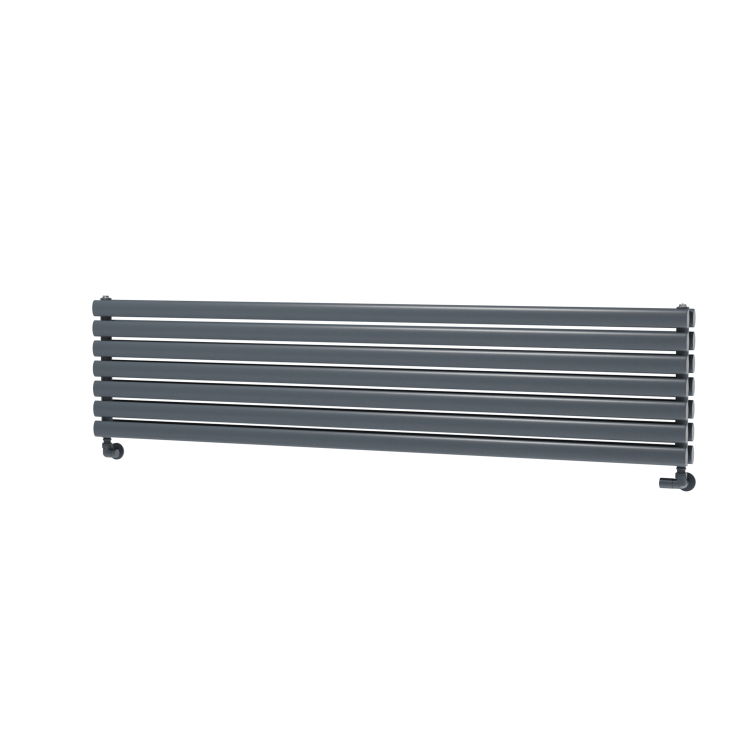 Sorrento Linea Dark Grey Anthracite Oval Designer Radiator 413x1800mm Double Panel 4437 BTU - Horizontal Bars - Image 4