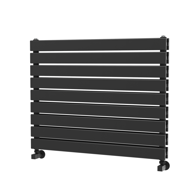 Riace Linea Midnight Black Flat Designer Radiator 630x800mm Double Panel 3044 BTU - Horizontal Bars - Image 5