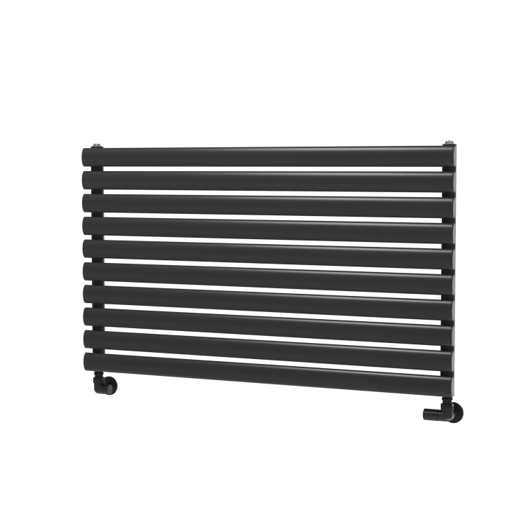 Sorrento Linea Midnight Black Oval Designer Radiator 590x1000mm Single Panel 2420 BTU - Horizontal Bars - Image 5