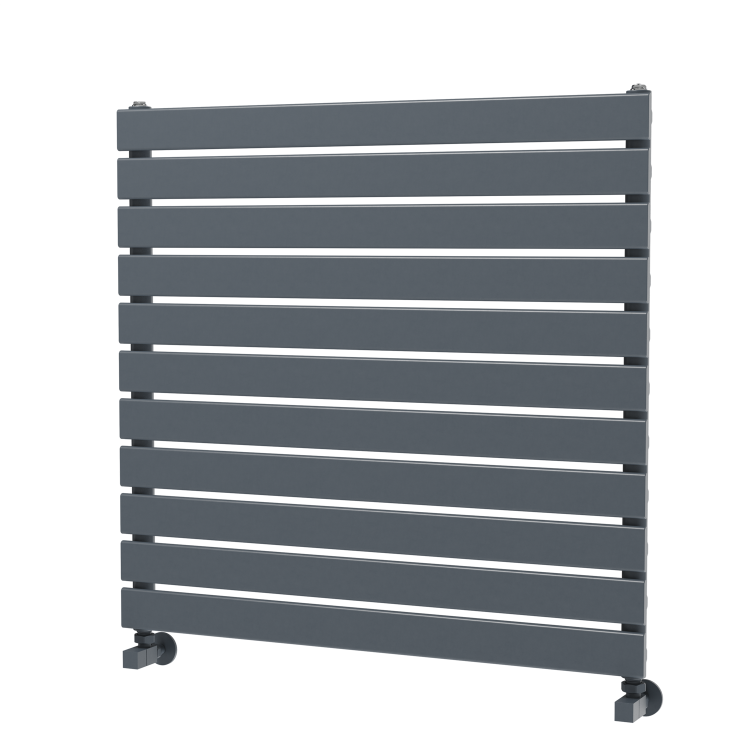Riace Linea Dark Grey Anthracite Flat Designer Radiator 770x800mm Single Panel 2430 BTU - Horizontal Bars - Image 5