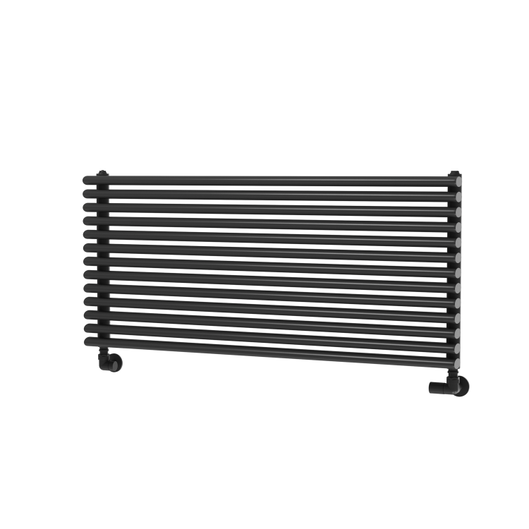 Ventura Linea Midnight Black Oval Unique Designer Radiator 455x1000mm Single Panel 2249 BTU - Horizontal Bars - Image 4