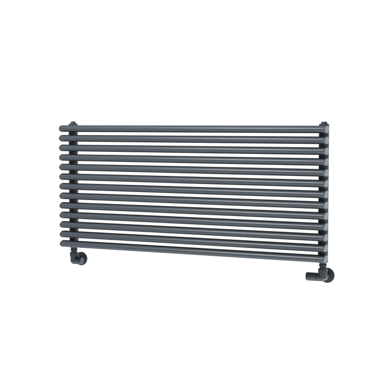 Ventura Linea Dark Grey Anthracite Oval Unique Designer Radiator 455x1000mm Single Panel 2249 BTU - Horizontal Bars - Image 4