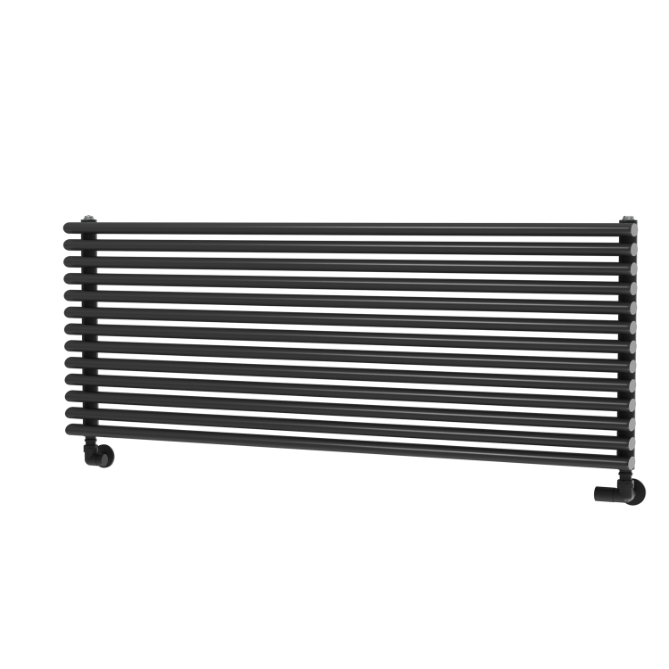 Ventura Linea Midnight Black Oval Unique Designer Radiator 455x1200mm Single Panel 2836 BTU - Horizontal Bars - Image 4