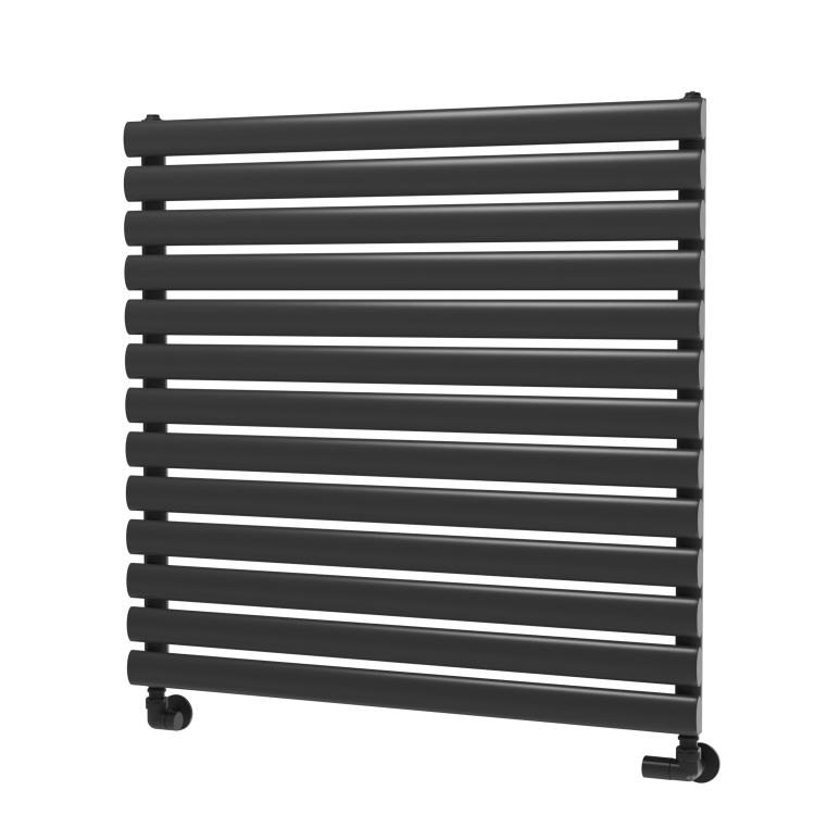 Sorrento Linea Midnight Black Oval Designer Radiator 767x800mm Single Panel 2577 BTU - Horizontal Bars - Image 5