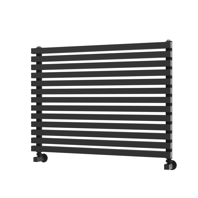 Ravello Linea Midnight Black Square Designer Radiator 585x800mm Single Panel 2276 BTU - Horizontal Bars - Image 5