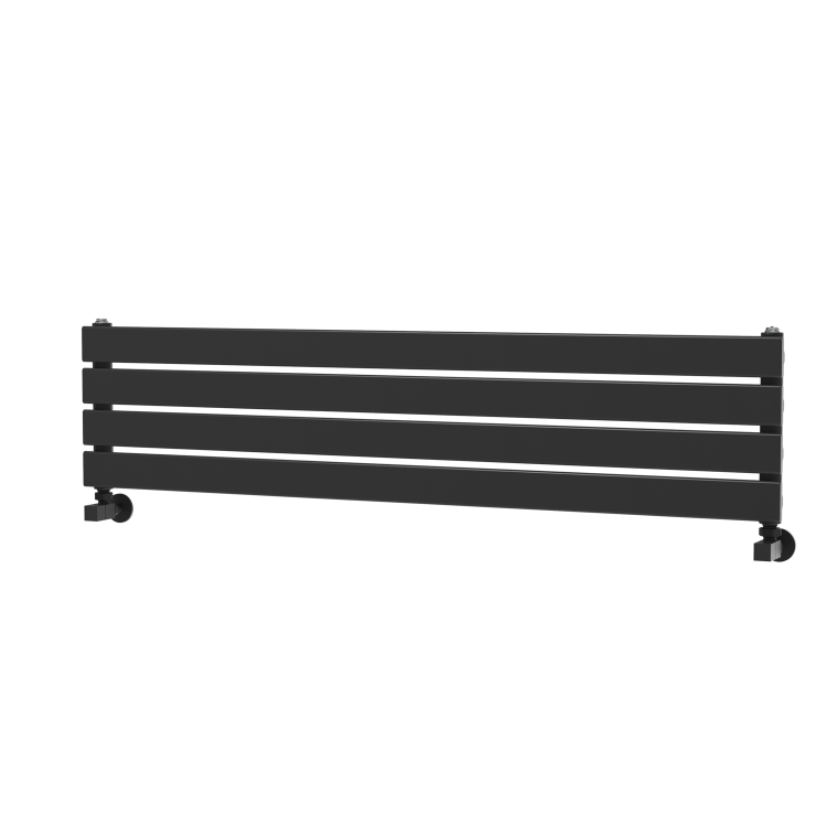 Riace Linea Midnight Black Flat Designer Radiator 280x1200mm Single Panel 1280 BTU - Horizontal Bars - Image 4