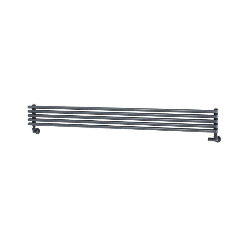 Ventura Linea Dark Grey Anthracite Oval Unique Designer Radiator 175x1600mm Single Panel 1553 BTU - Horizontal Bars - Image 3
