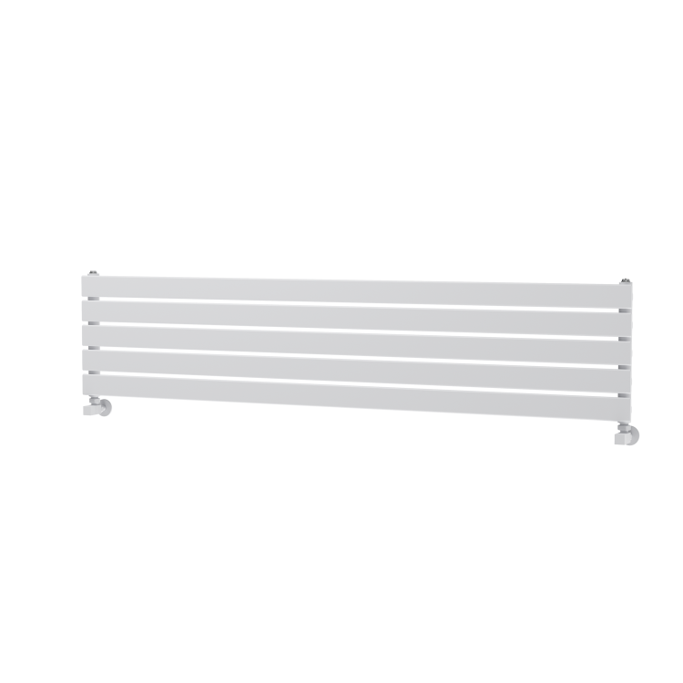 Riace Linea White Flat Designer Radiator 350x1600mm Single Panel 2109 BTU - Horizontal Bars - Image 4