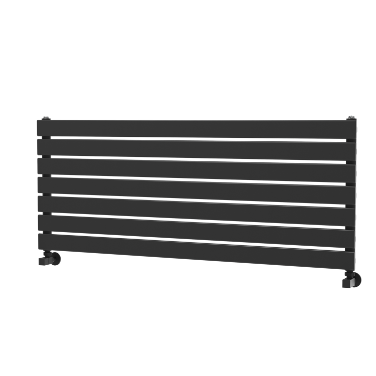 Riace Linea Midnight Black Flat Designer Radiator 490x1200mm Single Panel 2239 BTU - Horizontal Bars - Image 5