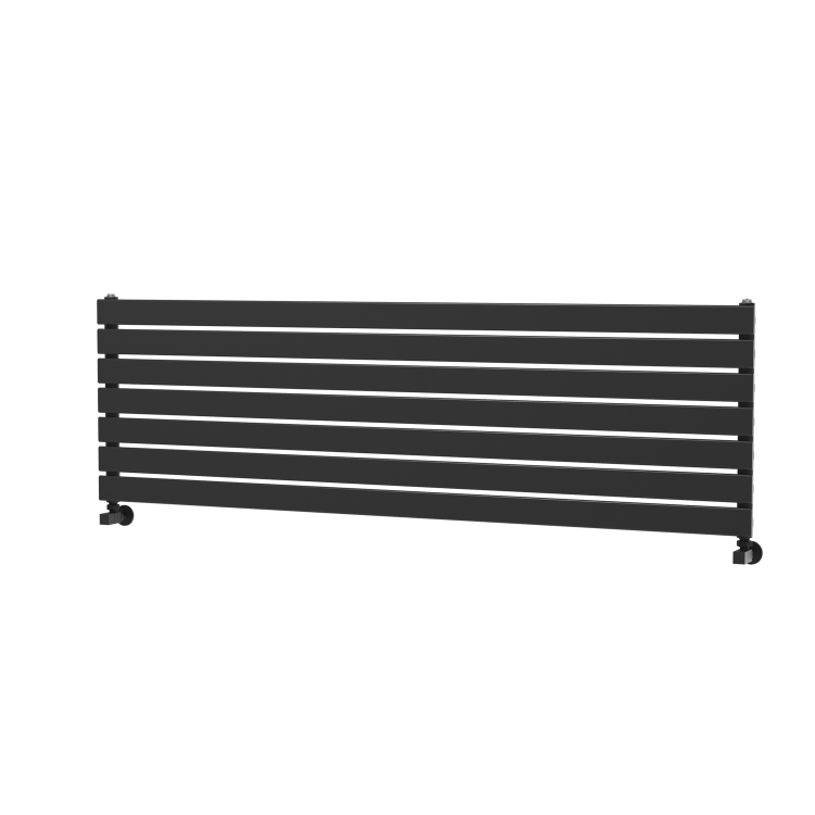 Riace Linea Midnight Black Flat Designer Radiator 490x1600mm Single Panel 2952 BTU - Horizontal Bars - Image 5