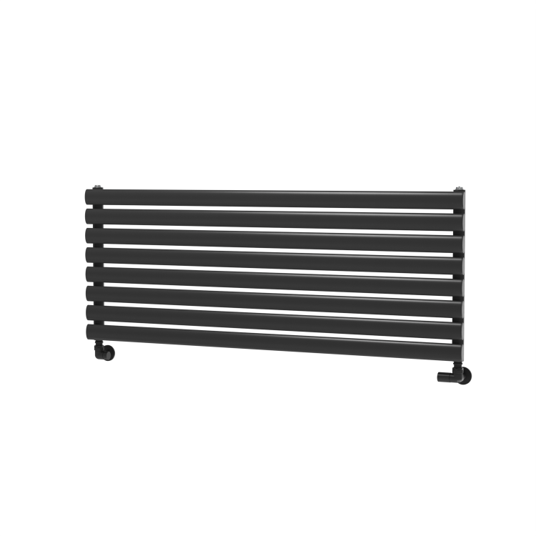 Sorrento Linea Midnight Black Oval Designer Radiator 472x1200mm Single Panel 2294 BTU - Horizontal Bars - Image 5