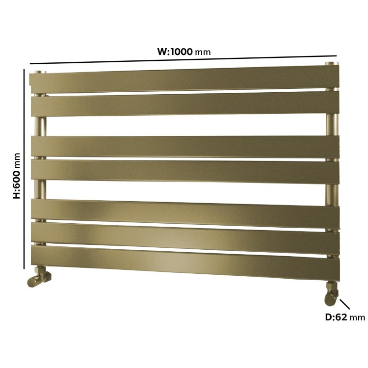 Brass Horizontal Towel Radiator 600 x 1000mm - Tundra - Image 4
