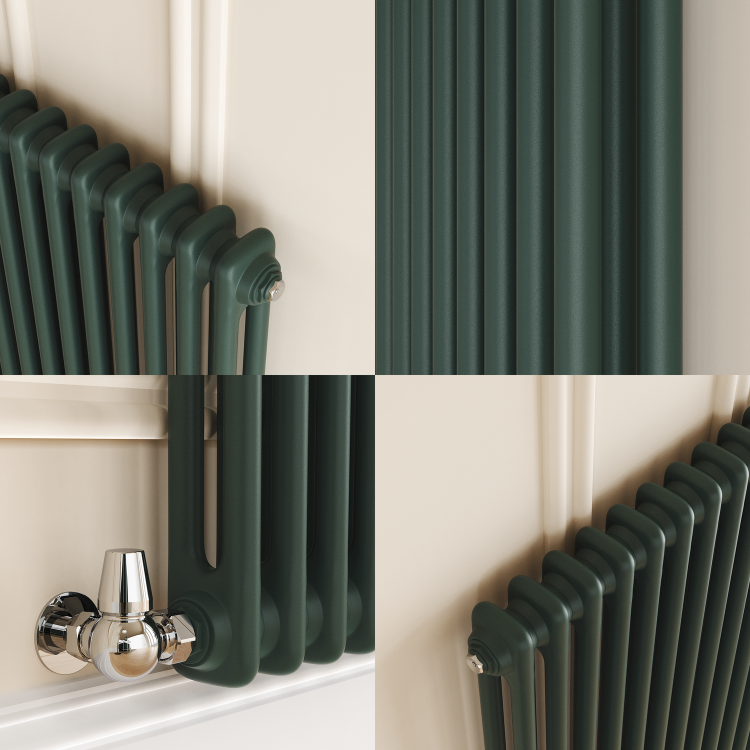 Reggio Evergreen Vertical Double Column Traditional Radiator 1800x470mm 4399 BTU - Cast Iron Style - Image 4