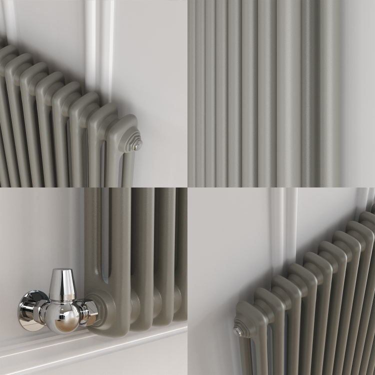 Reggio Smoked Stone Vertical Double Column Traditional Radiator 1800x470mm 4399 BTU - Cast Iron Style - Image 3