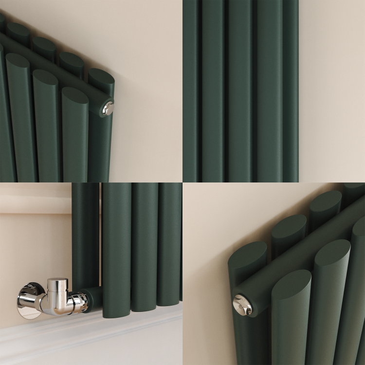 Sorrento Evergreen Vertical Oval Designer Radiator 1800x590mm Double Panel 6229 BTU - Image 5