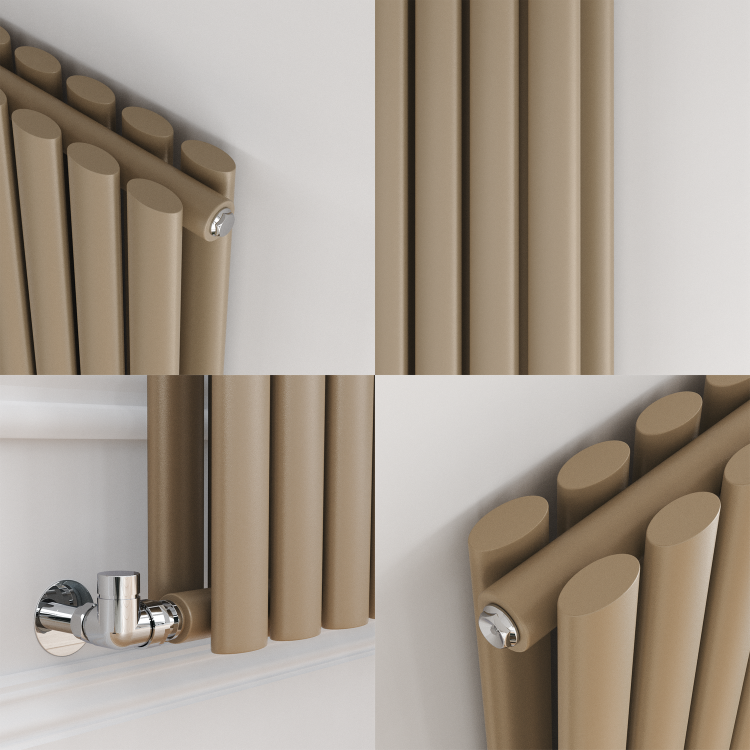 Sorrento Beige grey Vertical Oval Designer Radiator 1600x236mm Double Panel 2234 BTU - Image 5