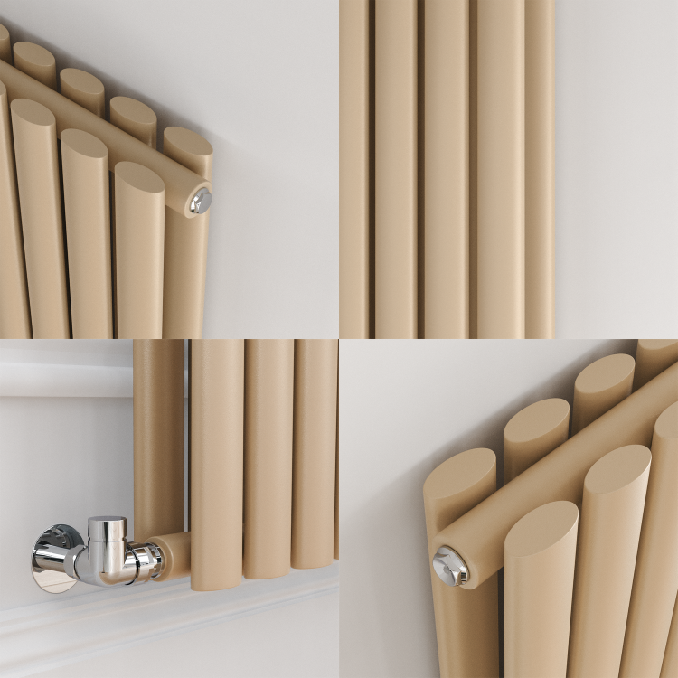 Sorrento Elk brown Vertical Oval Designer Radiator 1600x236mm Double Panel 2234 BTU - Image 4