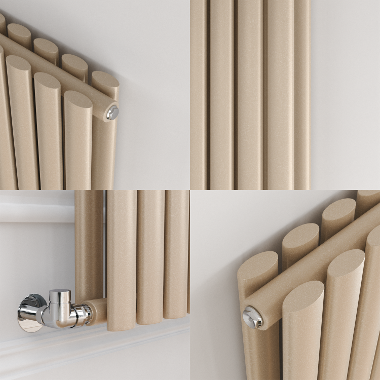Sorrento Cleopatra Vertical Oval Designer Radiator 1600x354mm Double Panel 3351 BTU - Image 3