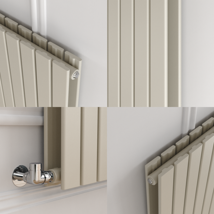 Riace Linen Vertical Flat Designer Radiator 1600x408mm Double Panel 3687 BTU - Image 3