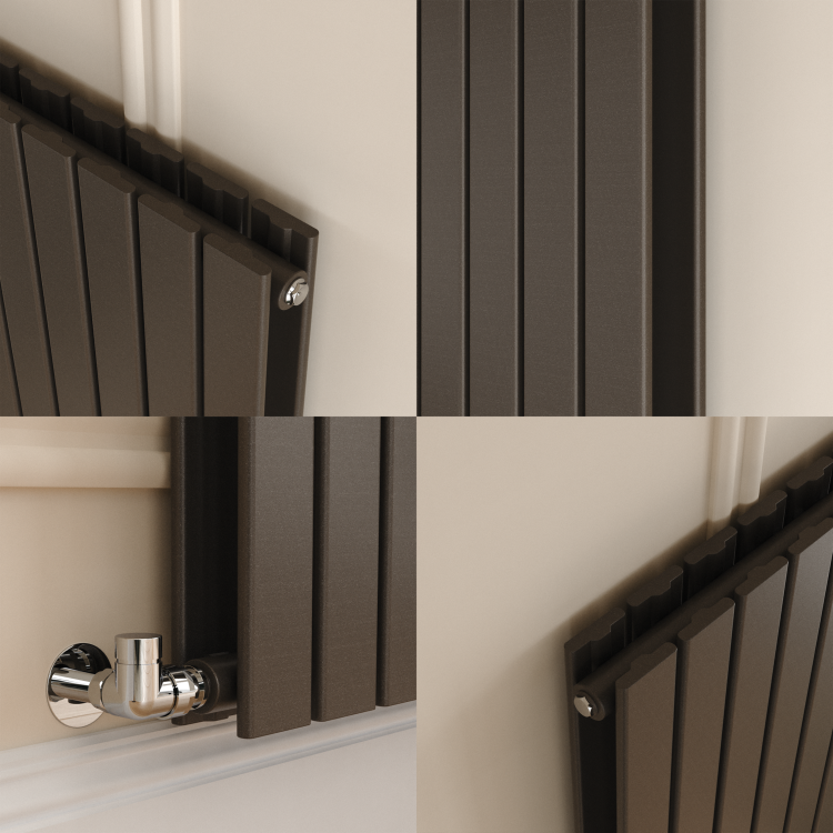Riace Russet Vertical Flat Designer Radiator 1600x408mm Double Panel 3687 BTU - Image 4