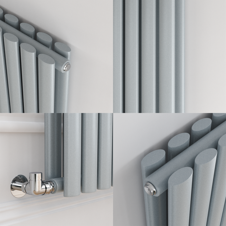 Sorrento Salt & Pepper Vertical Oval Designer Radiator 1600x354mm Double Panel 3351 BTU - Image 5