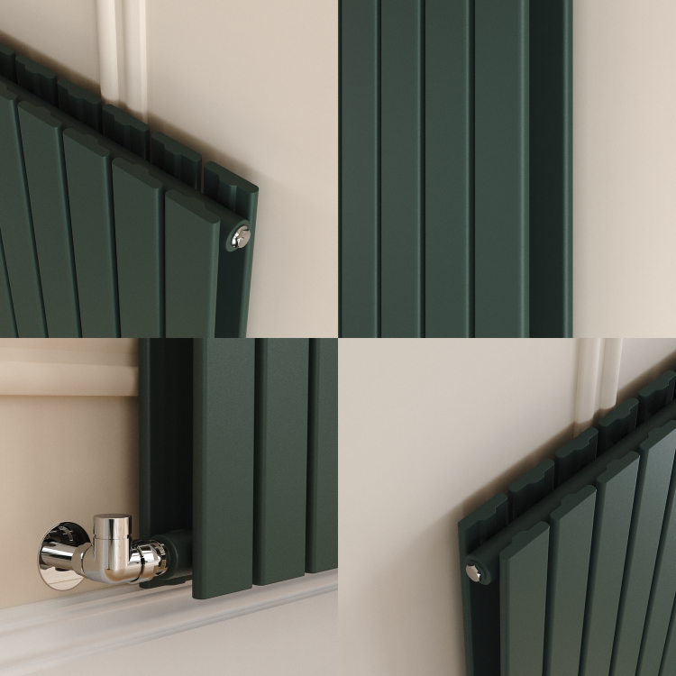 Riace Evergreen Vertical Flat Designer Radiator 1600x544mm Double Panel 4916 BTU - Image 5