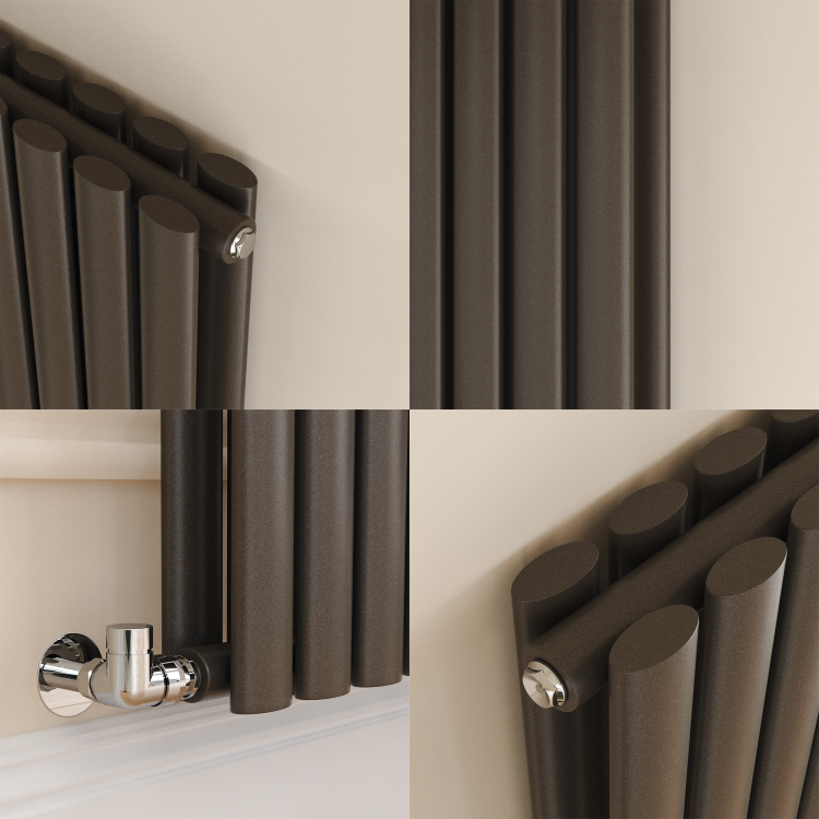 Sorrento Russet Vertical Oval Designer Radiator 1600x472mm Double Panel 4468 BTU - Image 4