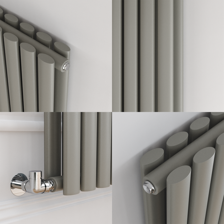 Sorrento Smoked Stone Vertical Oval Designer Radiator 1800x472mm Double Panel 4983 BTU - Image 3
