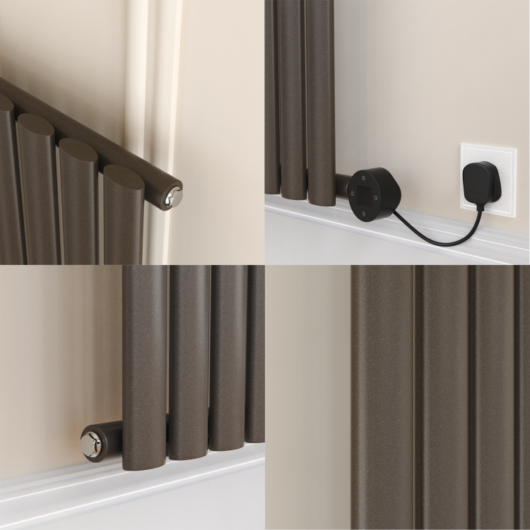 Russet Vertical Smart Electric Radiator with Wi-Fi Thermostat - 1000W - H1600xW236 - Bathroom Safe - Image 4