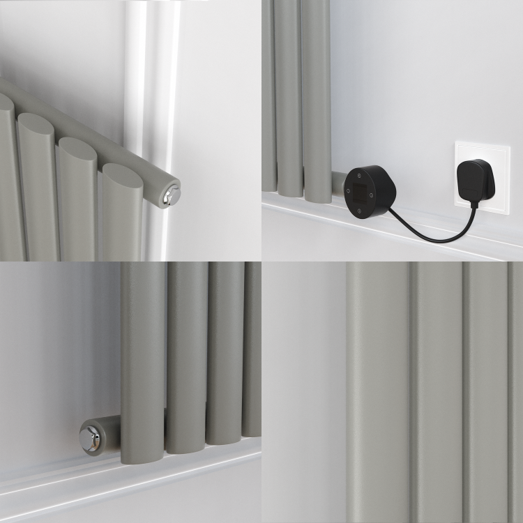 Smoked Stone Vertical Smart Electric Radiator with Wi-Fi Thermostat - 1000W - H1600xW236 - Bathroom Safe - Image 5