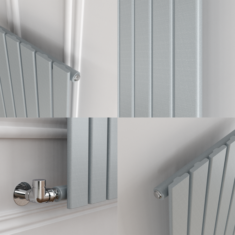 Riace Salt & Pepper Vertical Flat Designer Radiator 1600x272mm Single Panel 1628 BTU - Image 5