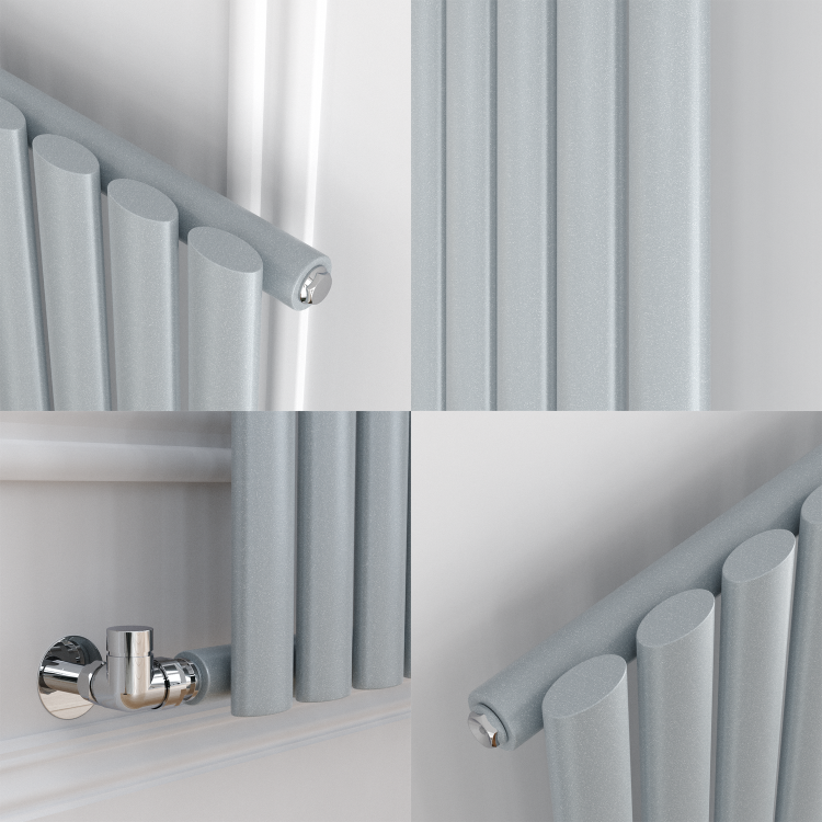 Sorrento Salt & Pepper Vertical Oval Designer Radiator 1600x236mm Single Panel 1521 BTU - Image 2