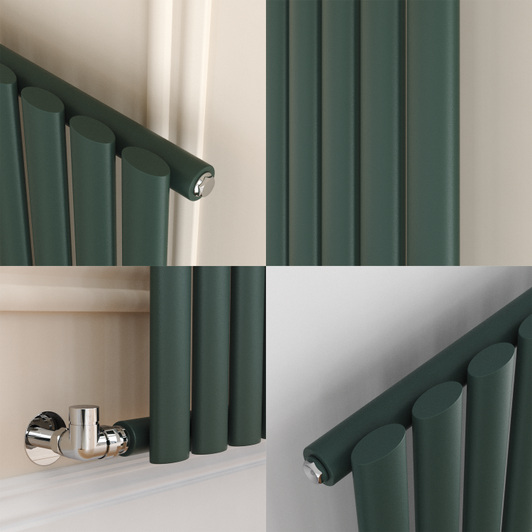 Sorrento Evergreen Vertical Oval Designer Radiator 1800x354mm Single Panel 2530 BTU - Image 4
