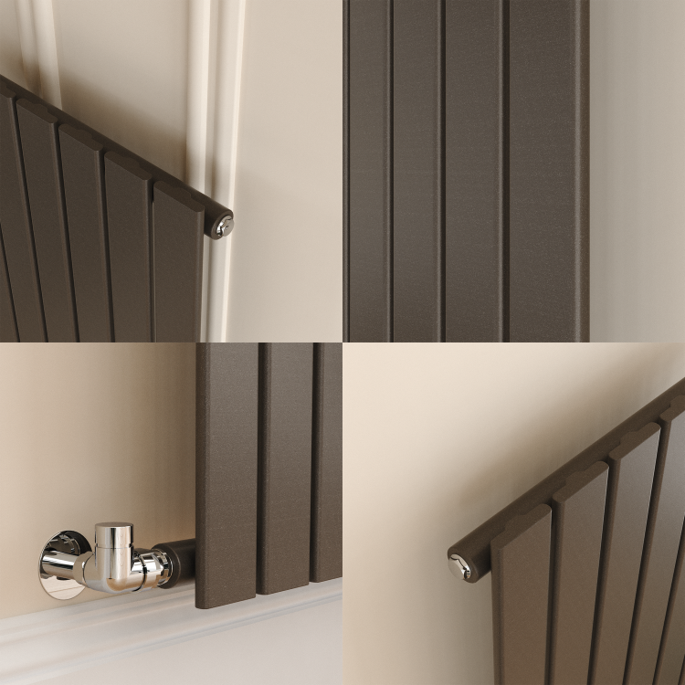 Riace Russet Vertical Flat Designer Radiator 1800x408mm Single Panel 2705 BTU - Image 5