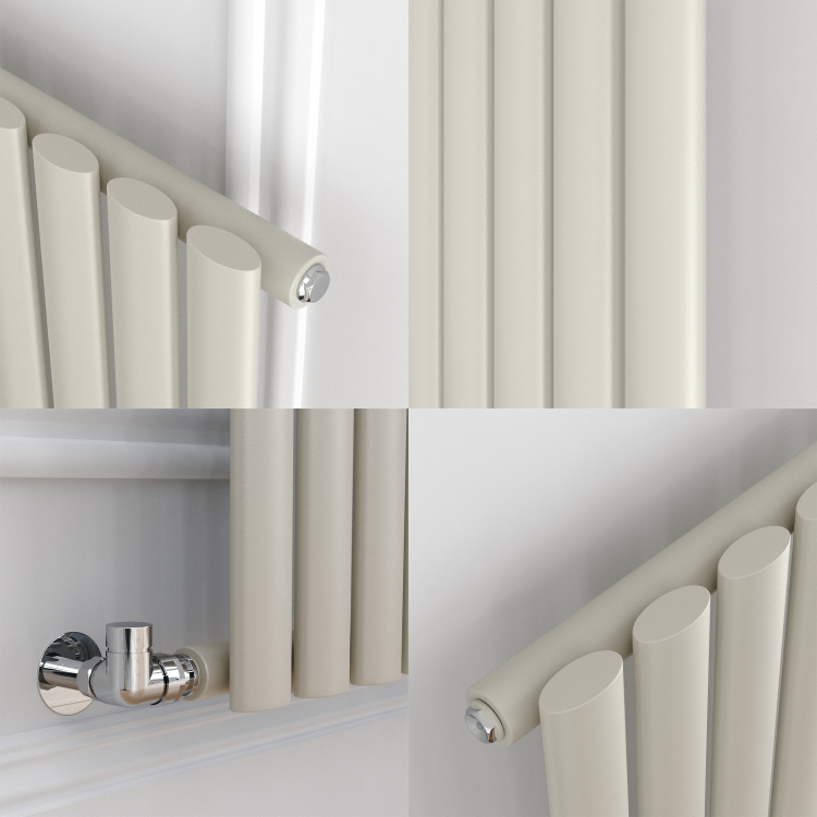 Sorrento Linen Vertical Oval Designer Radiator 1800x472mm Single Panel 3373 BTU - Image 5
