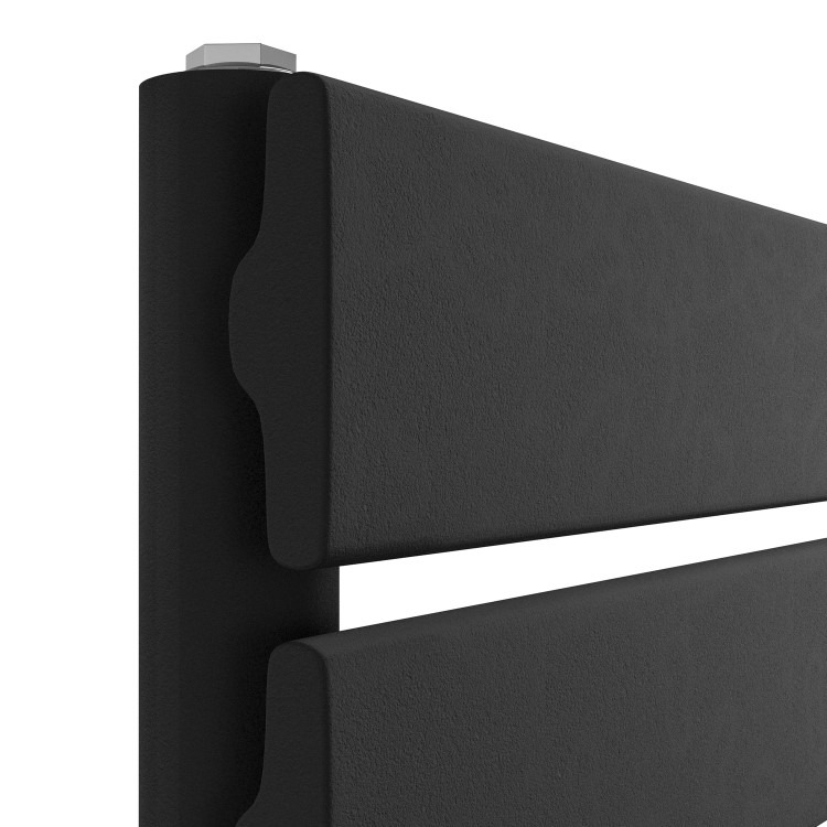 Riace Midnight Black Vertical Flat Towel Radiator 1200x450mm Single Panel 1621 BTU - Image 2