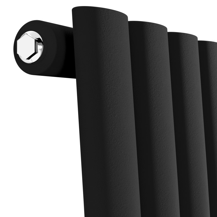 Onda Midnight Black Vertical Oval Waved Designer Radiator 1800x413mm Single Panel 2926 BTU - Image 5